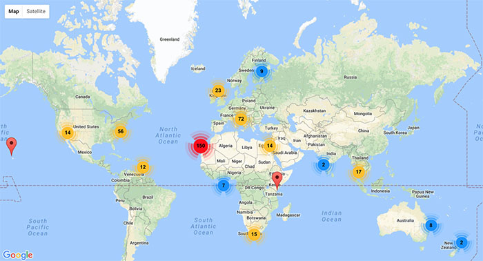 mapa mundial de tiempo compartido
